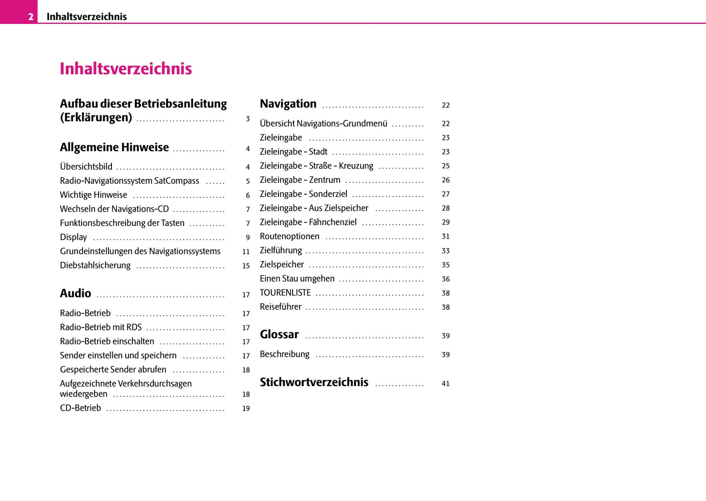 Skoda Radio-Navigations-System Satcompass Bedienungsanleitung 2006