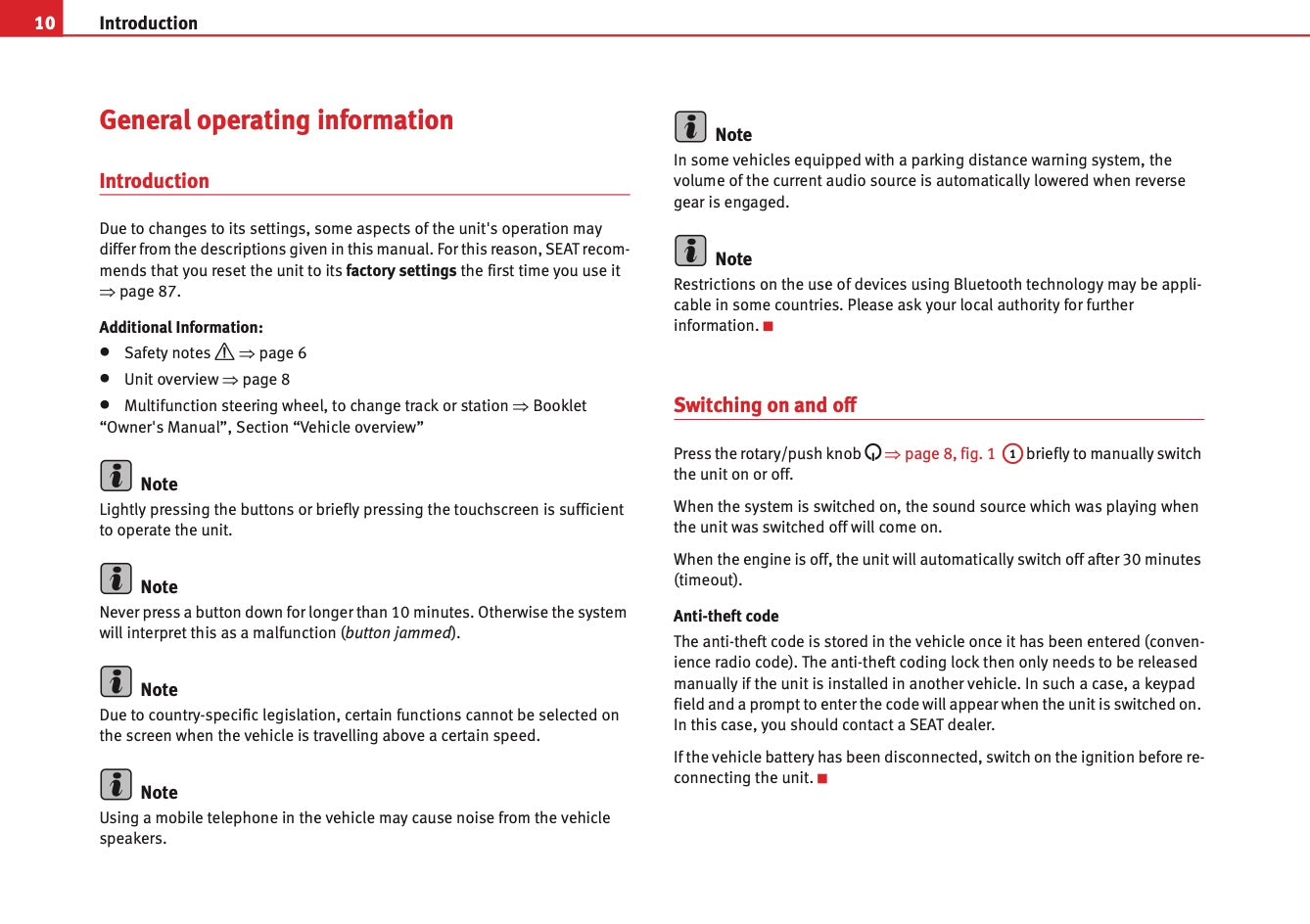 Seat Media System 2.1 Owners Manual