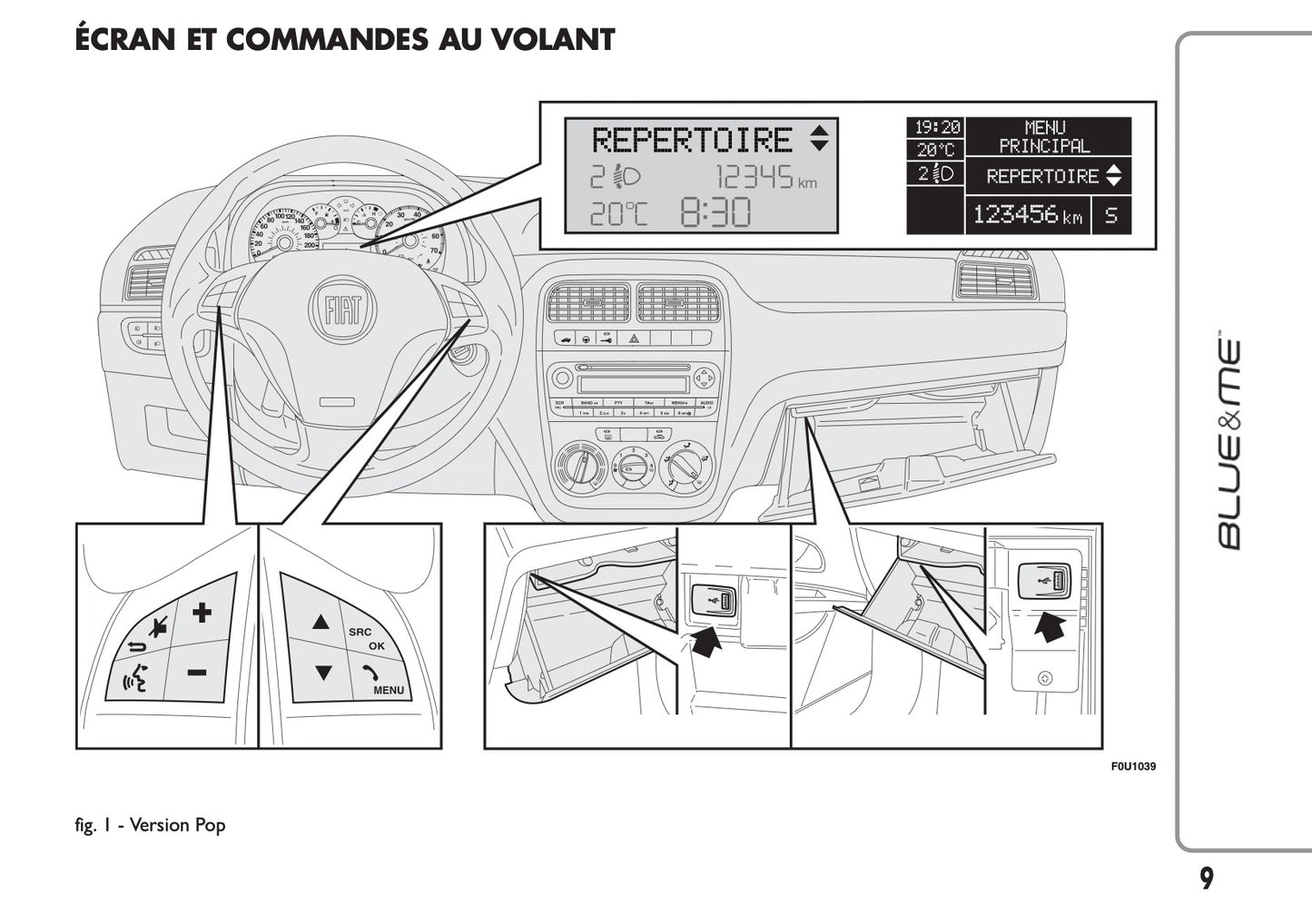 Fiat Punto Blue&Me Guide d'utilisation 2017 - 2019