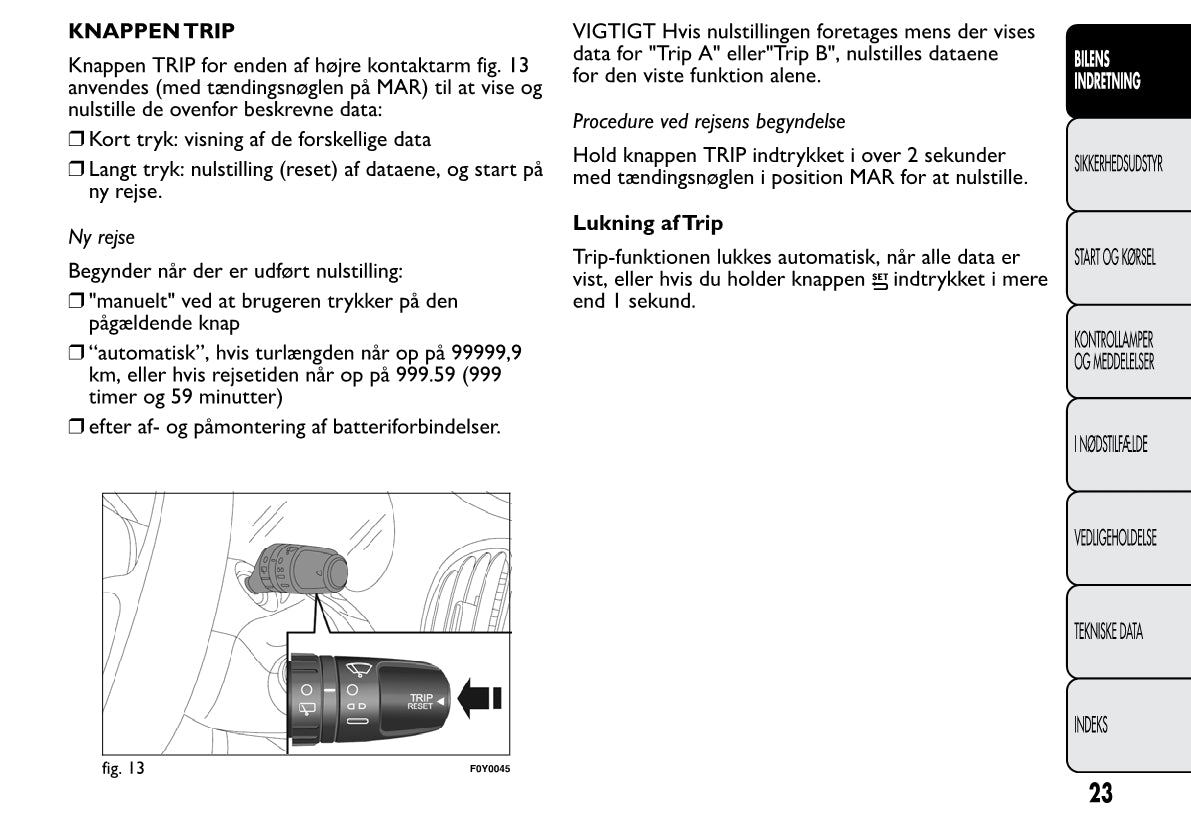 2013-2014 Fiat 500L Owner's Manual | Danish