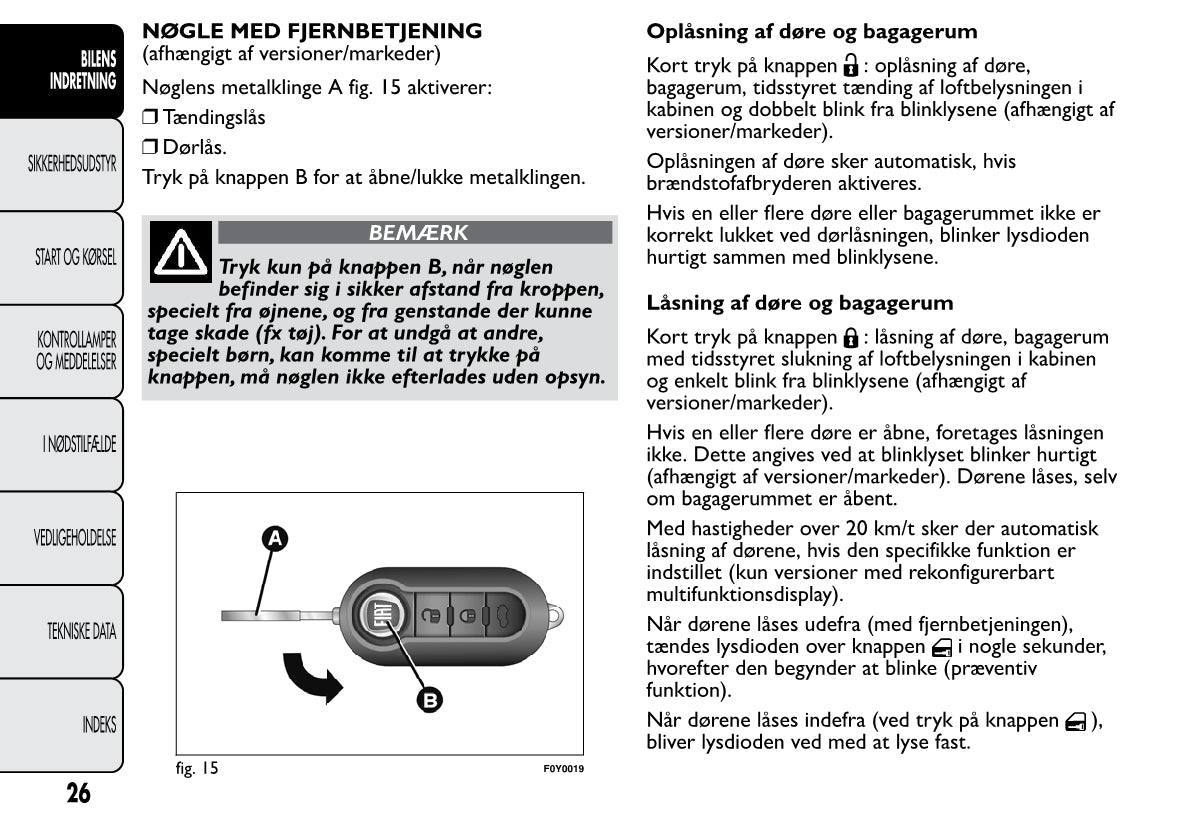 2013-2014 Fiat 500L Owner's Manual | Danish