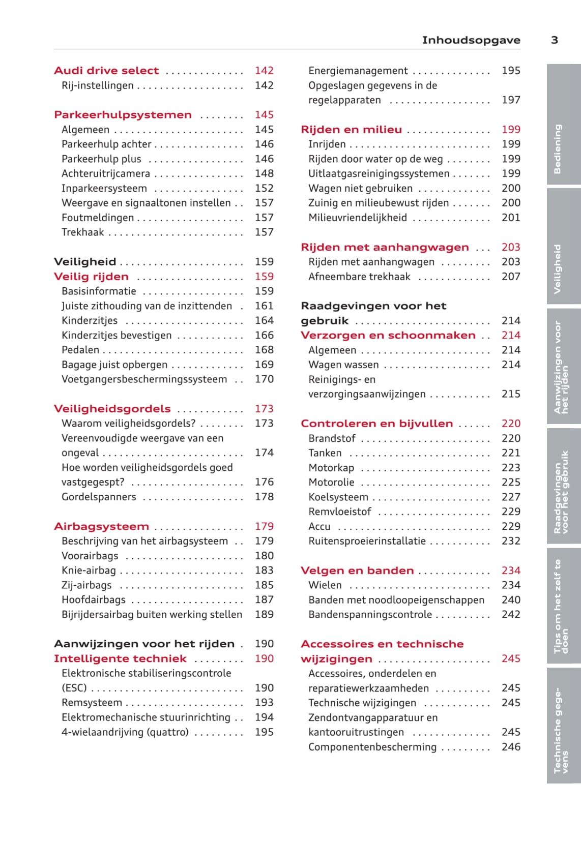 2013-2016 Audi A3/A3 Sportback/A3 Sportback g-tron/A3 Sportback e-tron/A3 Limousine/S3/S3 Sportback/S3 Limousine Owner's Manual | Dutch