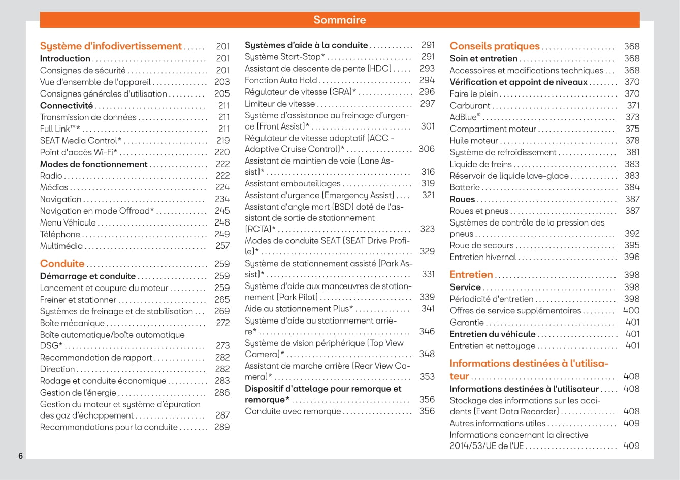 2018-2019 Seat Ateca Owner's Manual | French