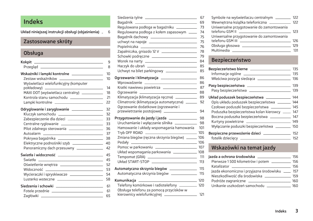 2012-2013 Skoda Yeti Owner's Manual | Polish