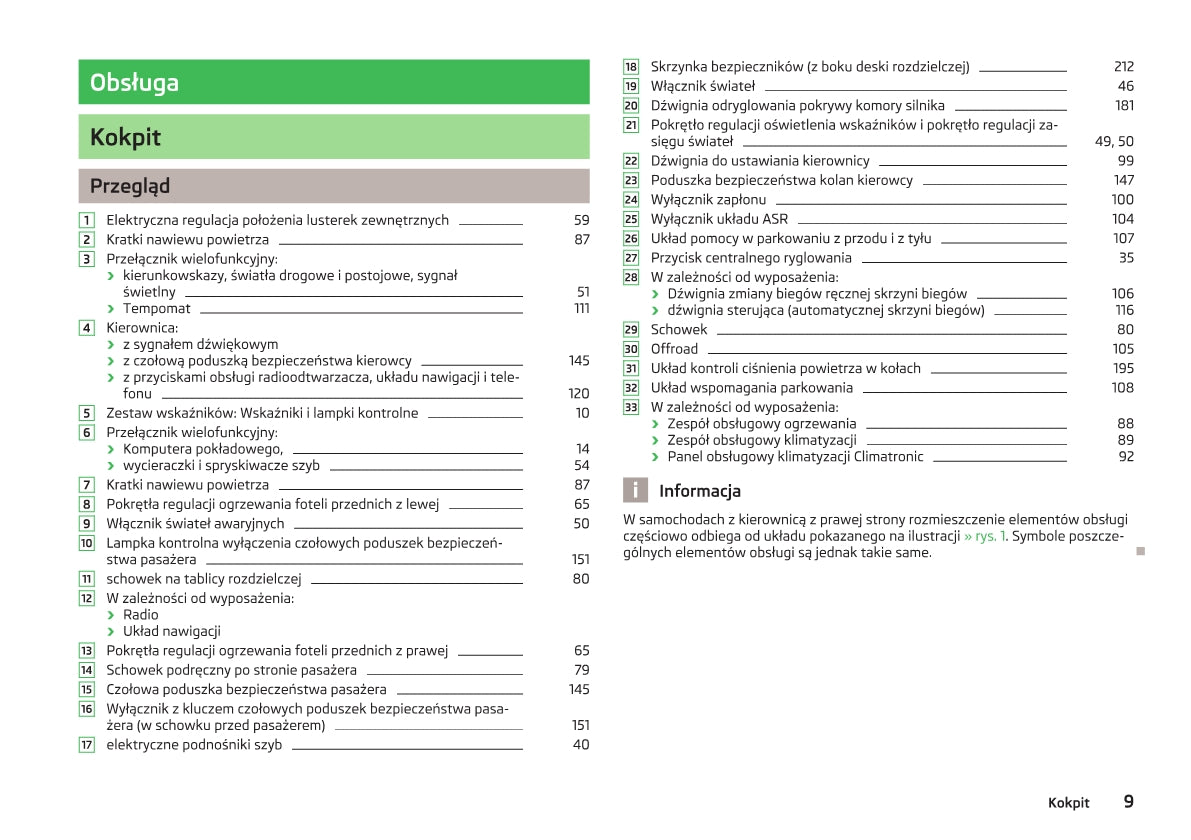 2012-2013 Skoda Yeti Owner's Manual | Polish