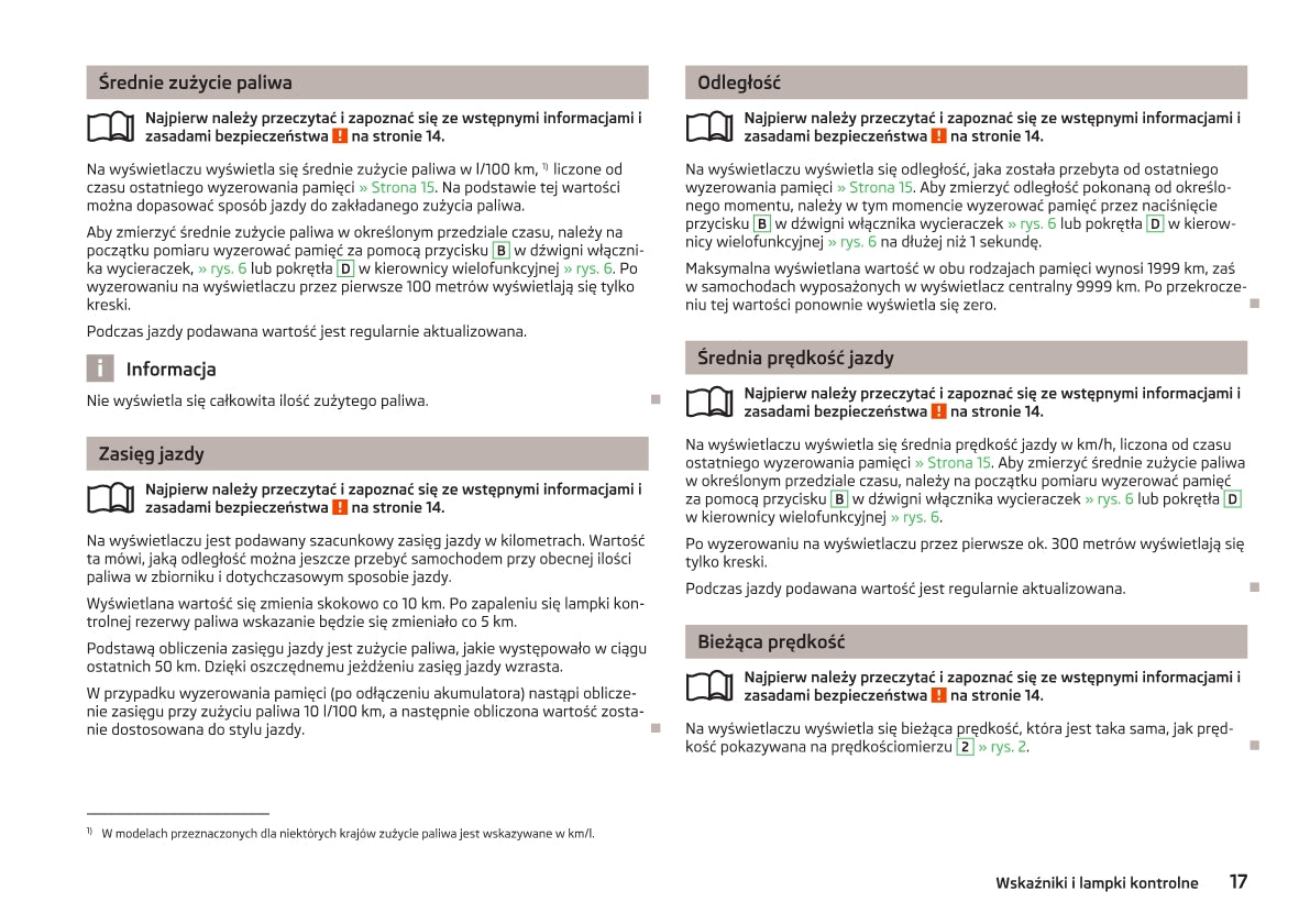 2012-2013 Skoda Yeti Owner's Manual | Polish