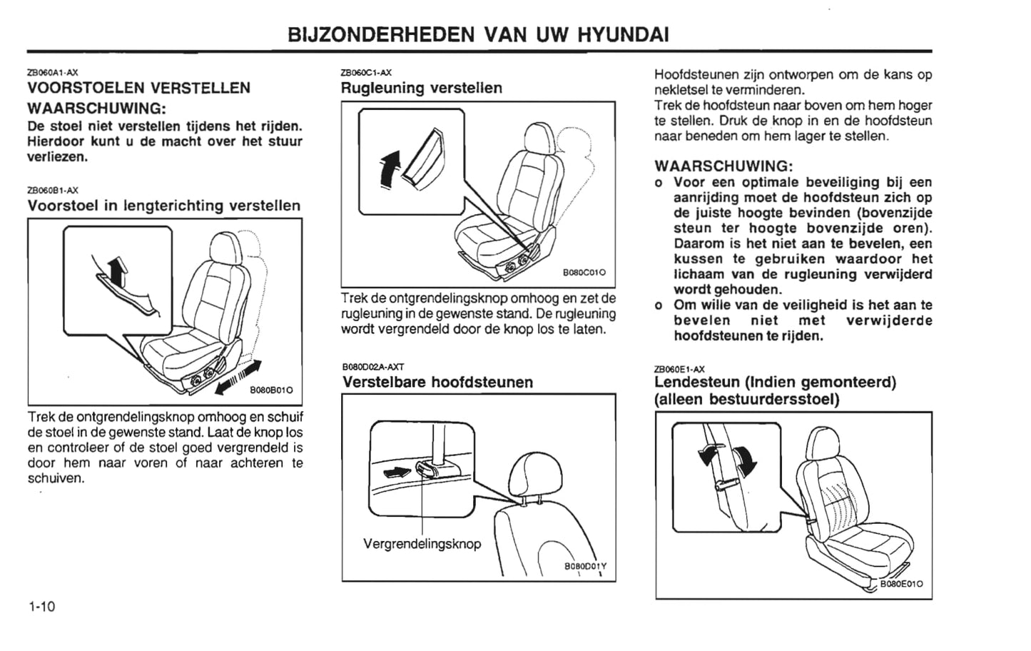 2001-2002 Hyundai Santa Fe Bedienungsanleitung | Niederländisch