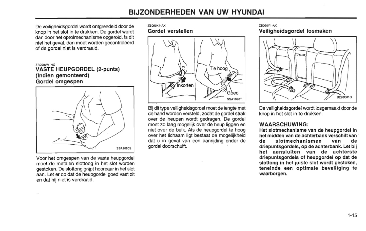 2001-2002 Hyundai Santa Fe Bedienungsanleitung | Niederländisch