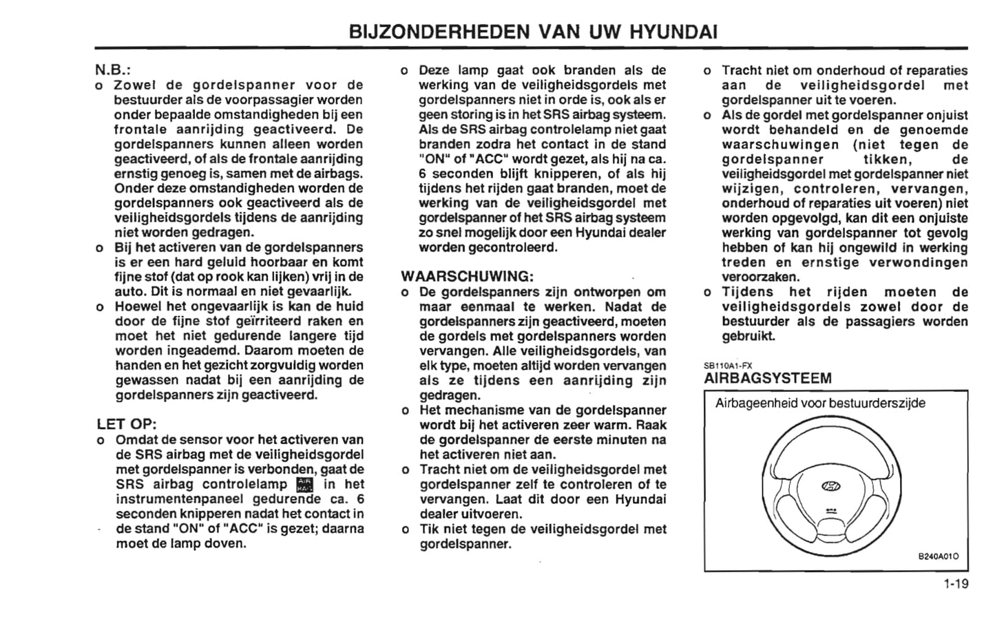 2001-2002 Hyundai Santa Fe Bedienungsanleitung | Niederländisch