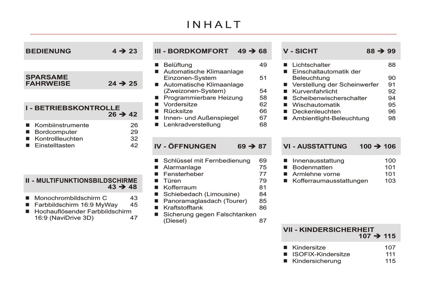 2011-2012 Citroën C5 Owner's Manual | German