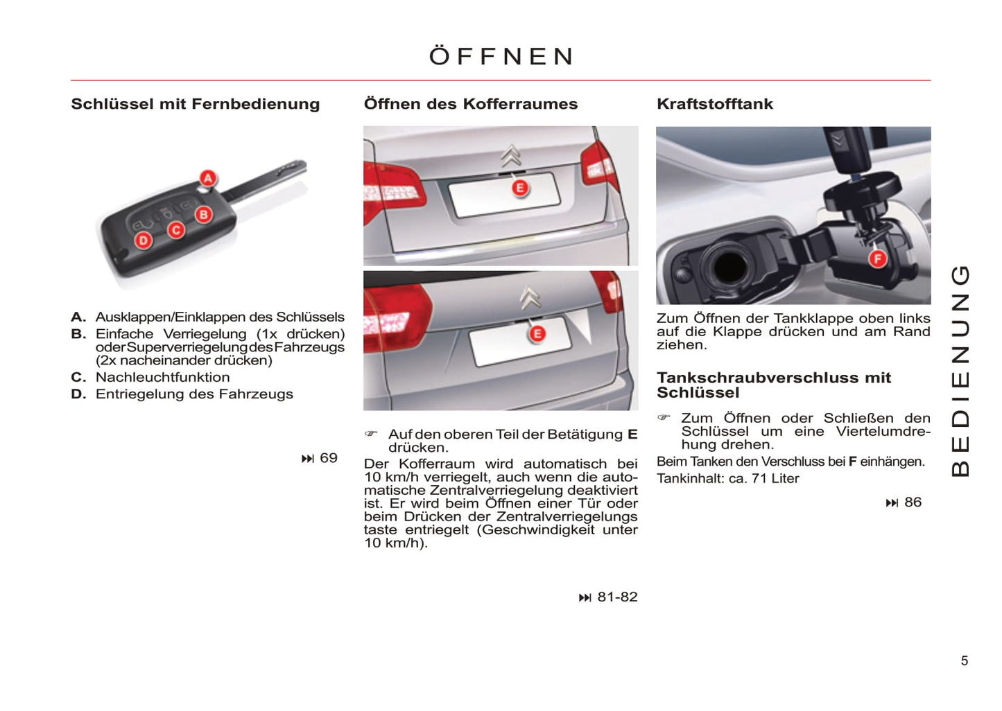 2011-2012 Citroën C5 Owner's Manual | German