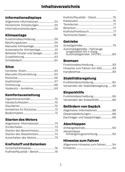 2011-2012 Ford Fusion Owner's Manual | German