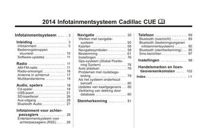 Cadillac Cue Handleiding 2014-2015