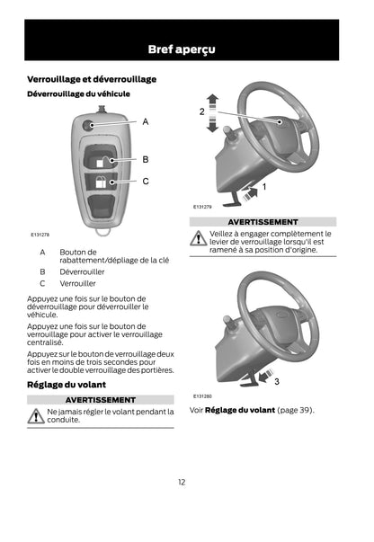 2012 Ford Ranger Bedienungsanleitung | Französisch