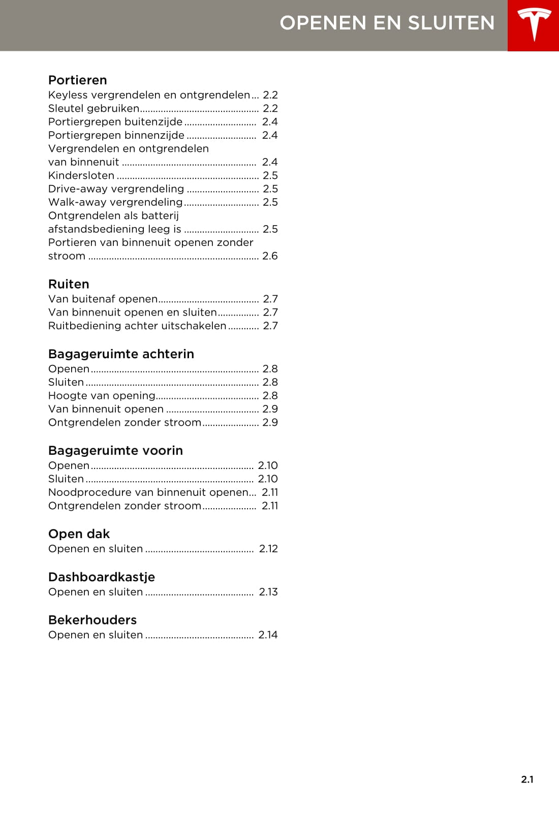 2013-2016 Tesla Model S Bedienungsanleitung | Niederländisch