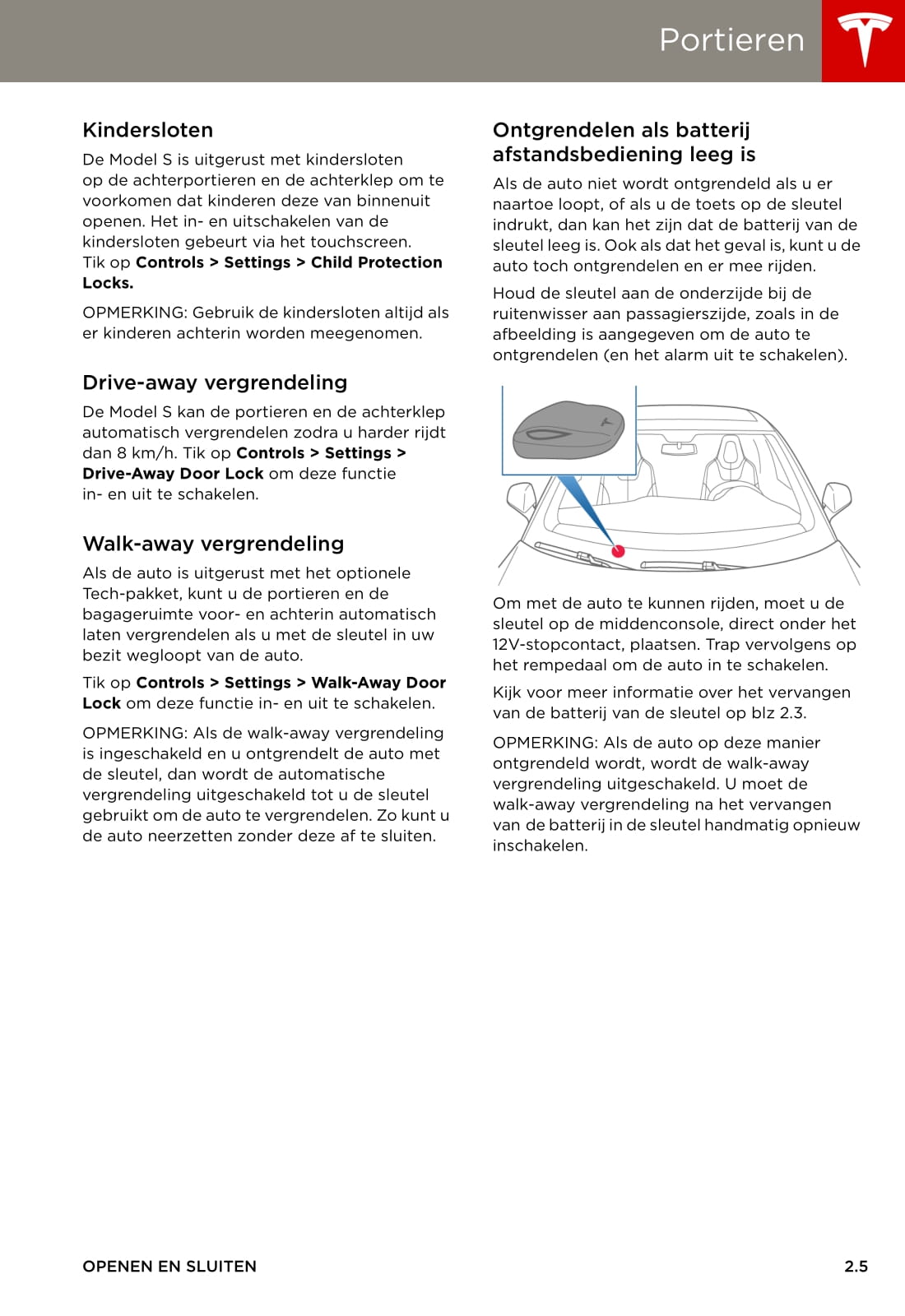 2013-2016 Tesla Model S Bedienungsanleitung | Niederländisch