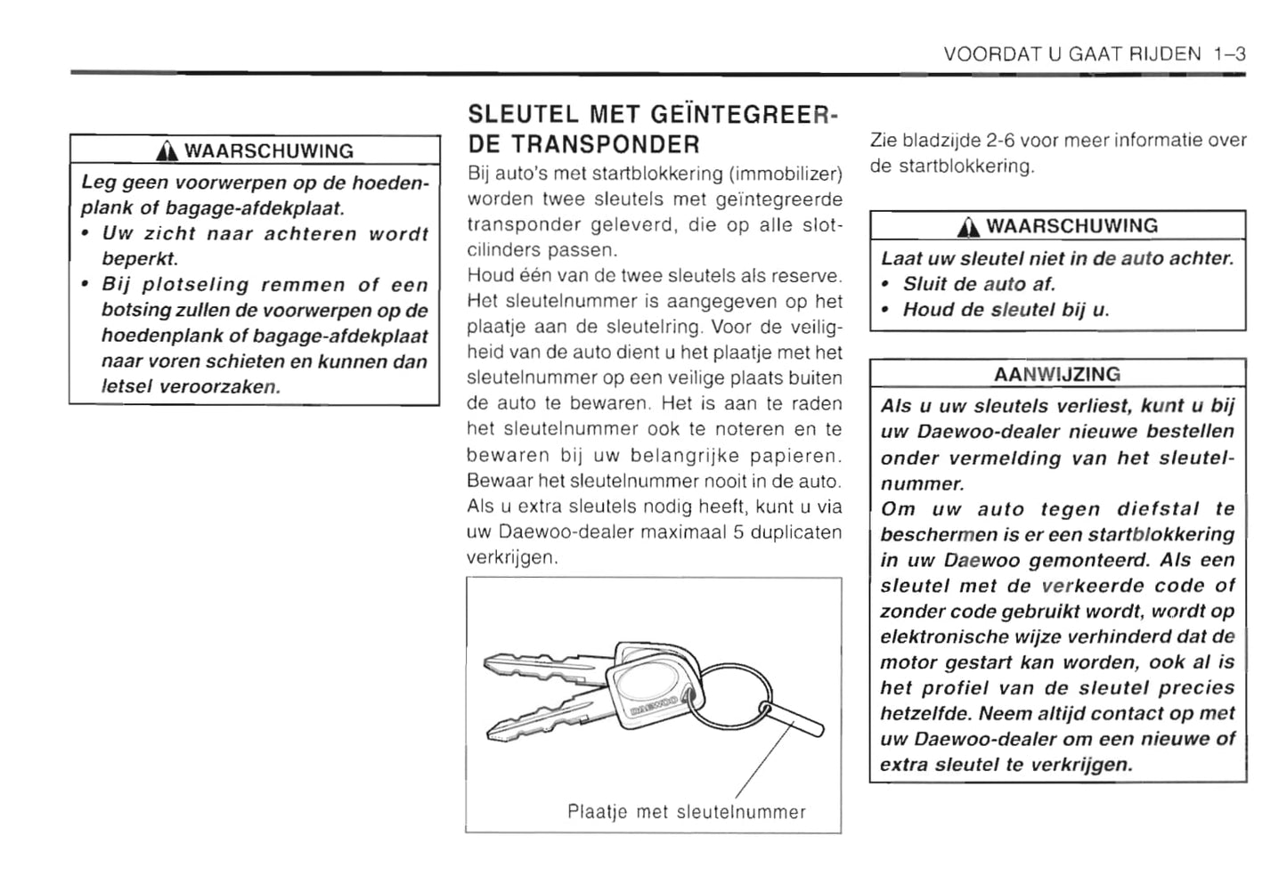 2001-2005 Daewoo Matiz Owner's Manual | Dutch