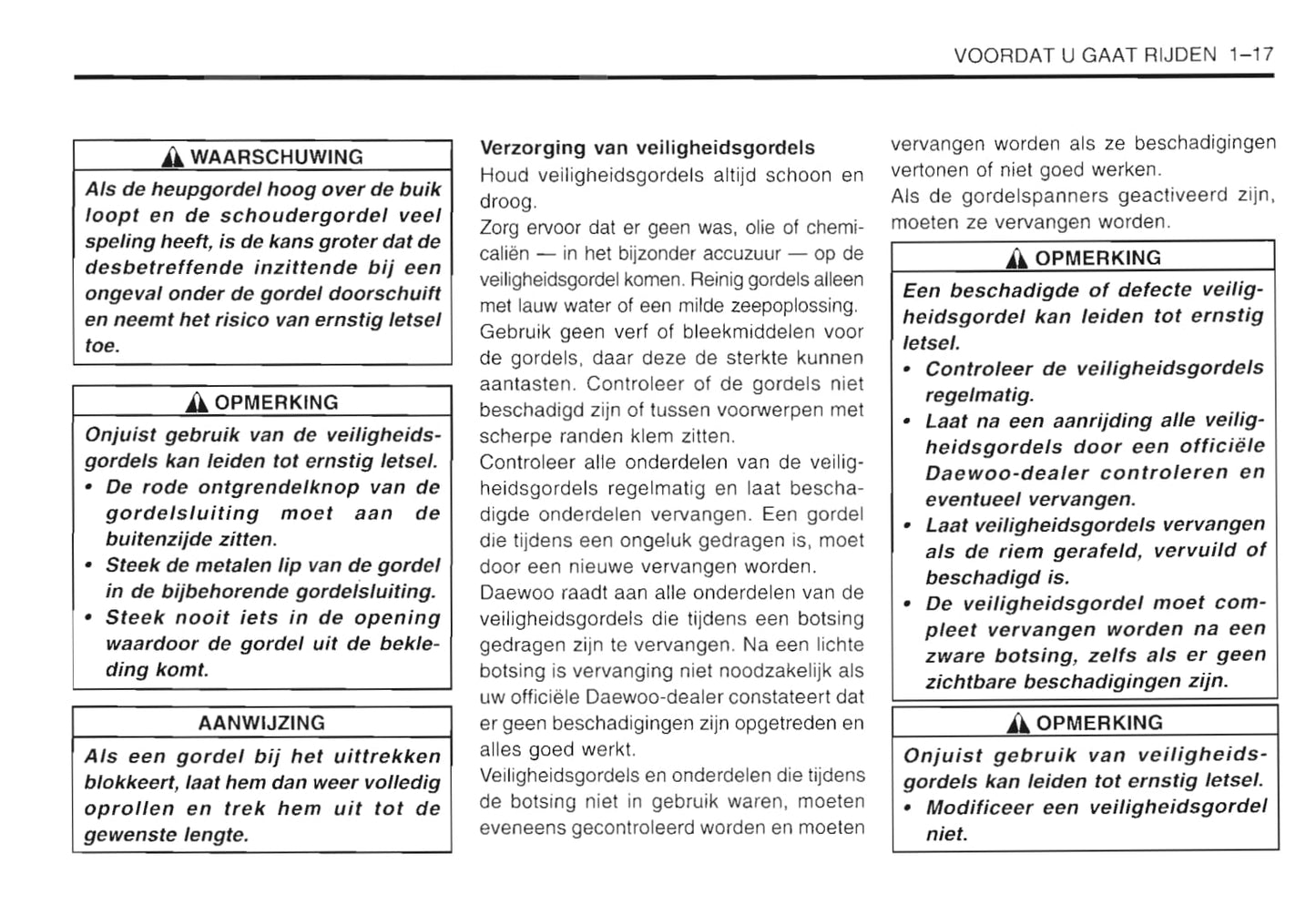 2001-2005 Daewoo Matiz Owner's Manual | Dutch