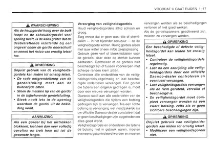 2001-2005 Daewoo Matiz Owner's Manual | Dutch