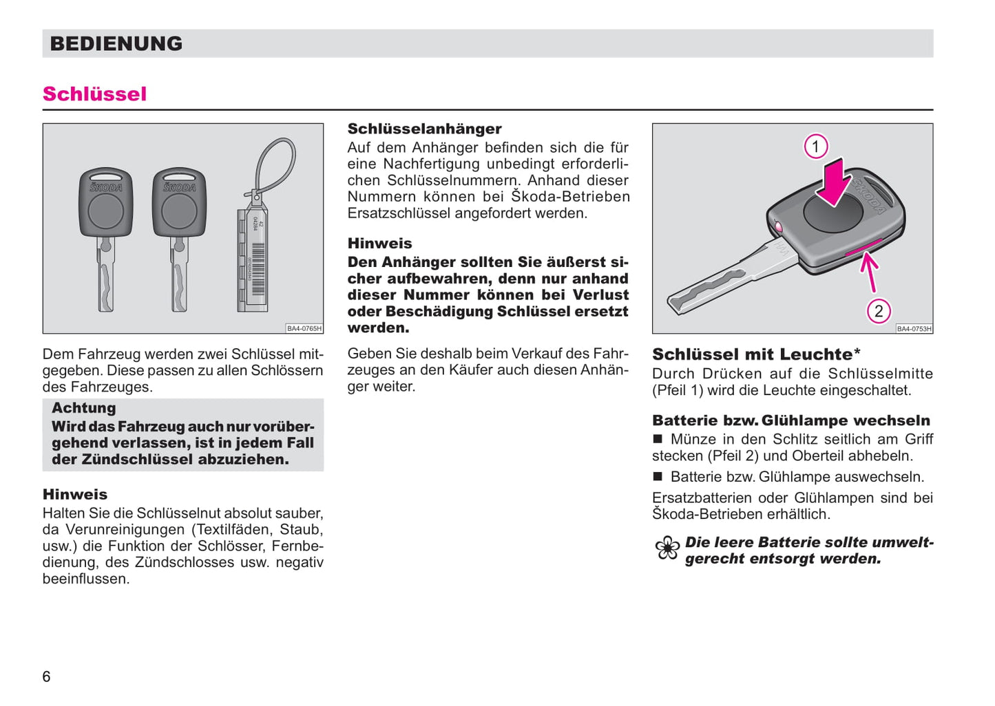 2004-2007 Skoda Octavia/Octavia Tour I Owner's Manual | German