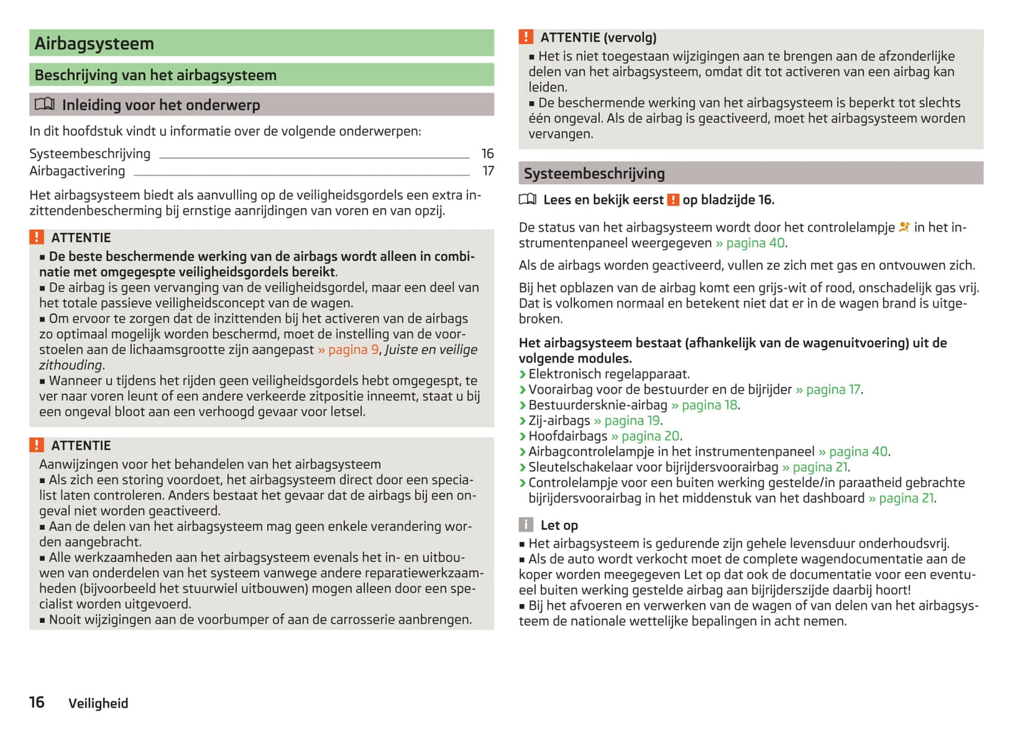 2014-2015 Skoda Superb Owner's Manual | Dutch