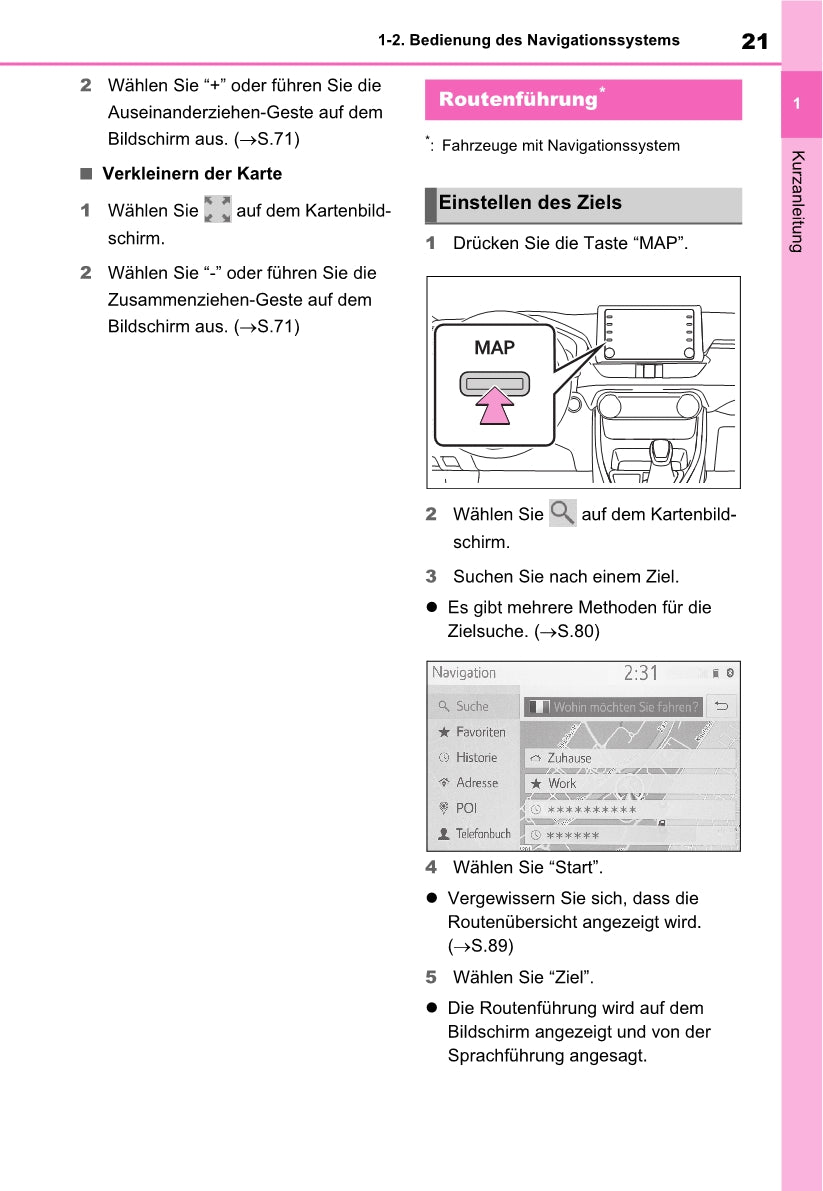 Toyota Rav4 Navigation / Multimediasysteem Bedienungsanleitung 2019 - 2023