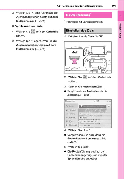 Toyota Rav4 Navigation / Multimediasysteem Bedienungsanleitung 2019 - 2023