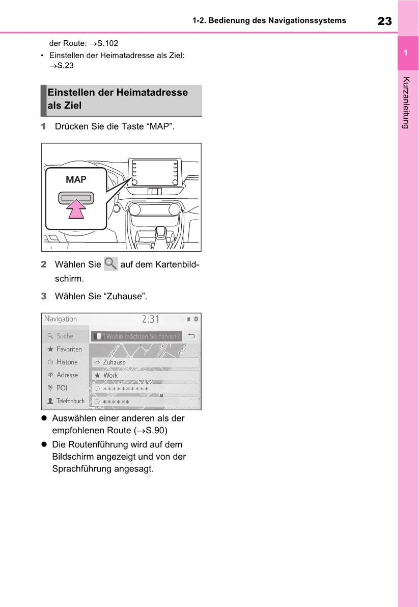 Toyota Rav4 Navigation / Multimediasysteem Bedienungsanleitung 2019 - 2023