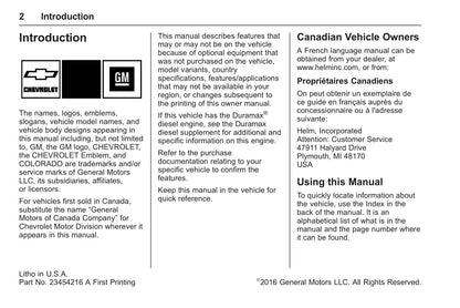 2017 Chevrolet Colorado Manuel du propriétaire | Anglais