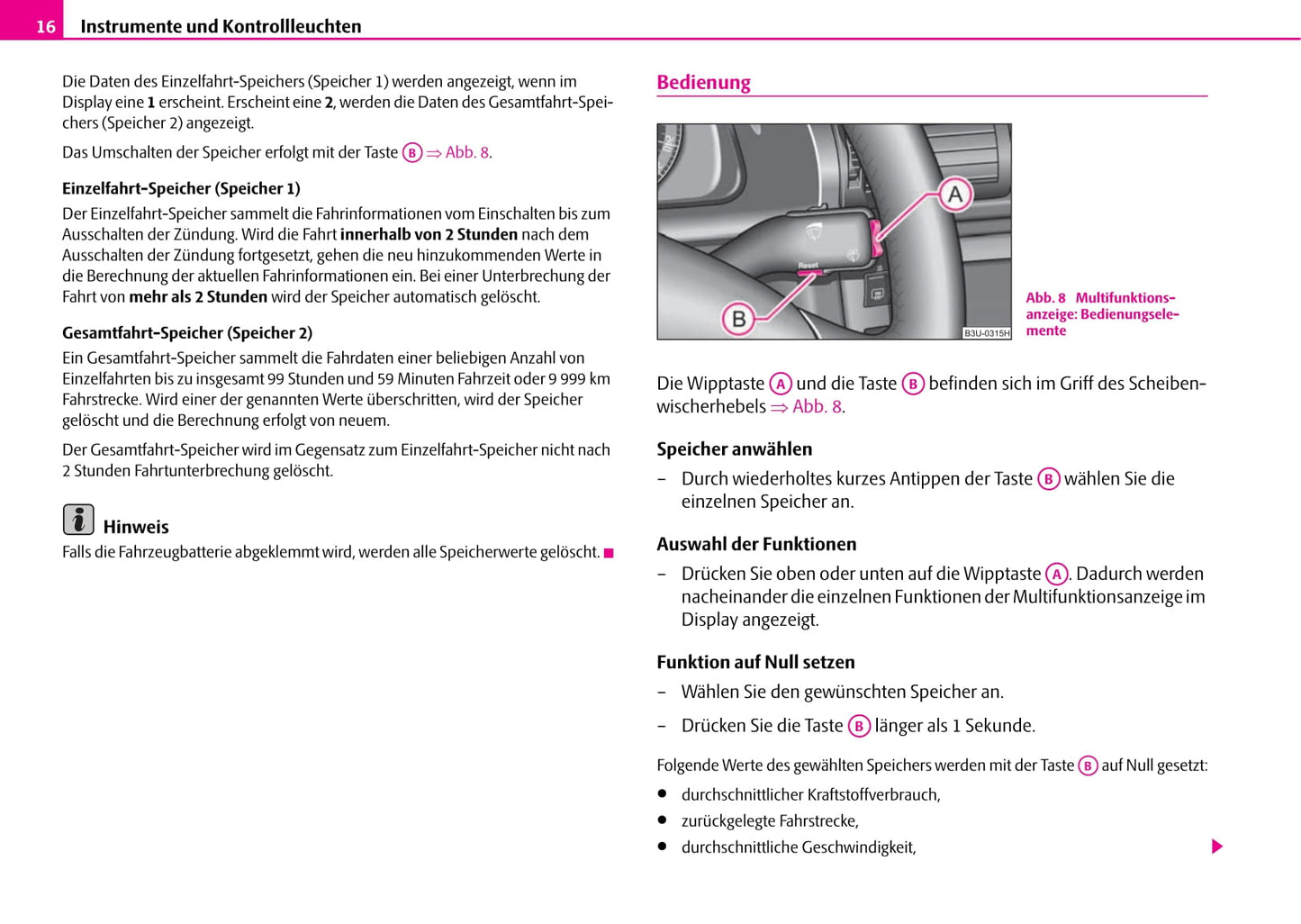 2007-2008 Skoda Superb Owner's Manual | German