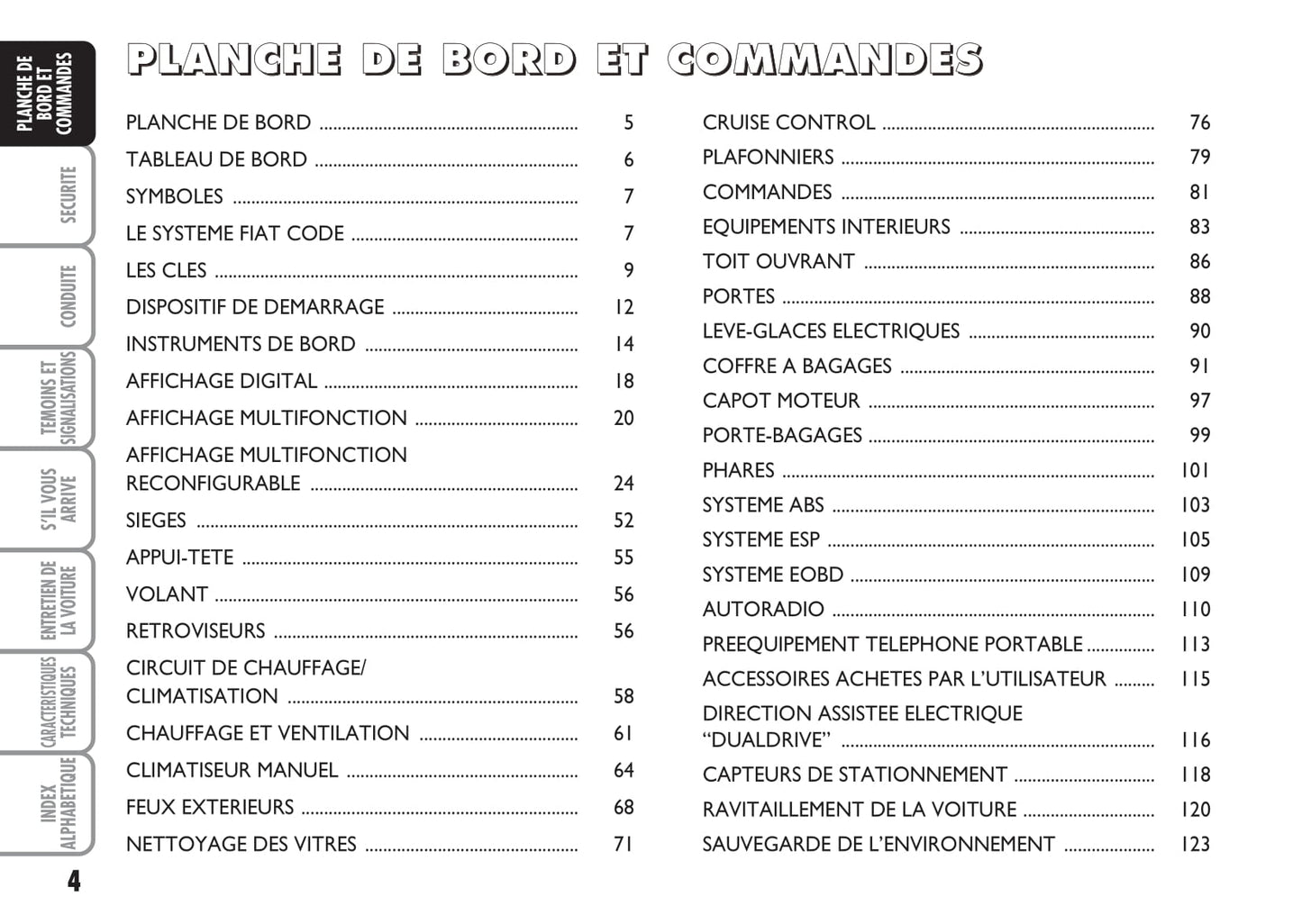 2009-2010 Fiat Punto Owner's Manual | French