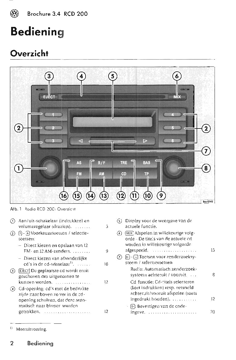 Volkswagen Radio RCD 200 Handleiding 2005