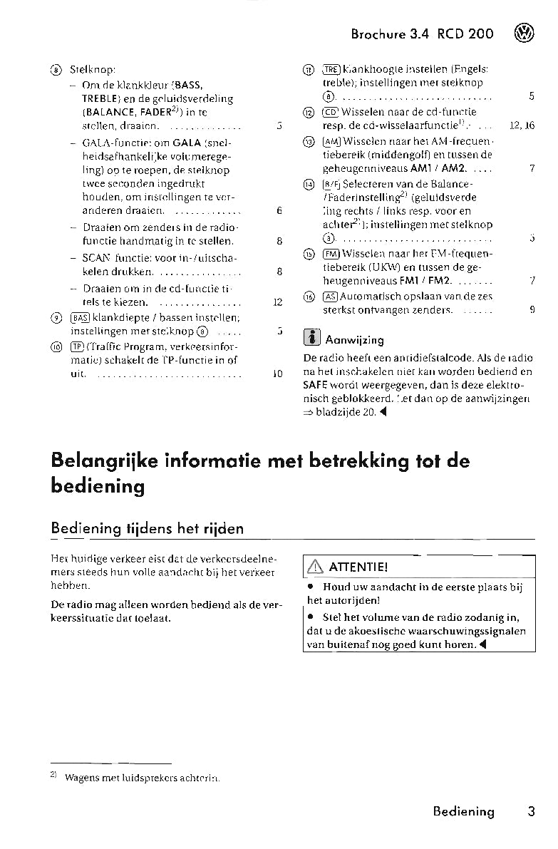 Volkswagen Radio RCD 200 Handleiding 2005