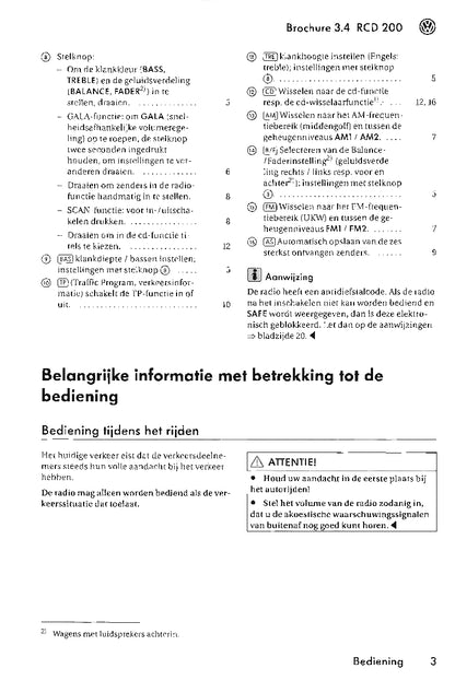 Volkswagen Radio RCD 200 Handleiding 2005