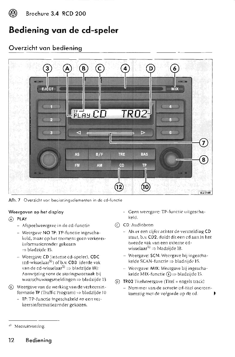 Volkswagen Radio RCD 200 Handleiding 2005