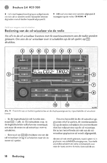 Volkswagen Radio RCD 200 Handleiding 2005