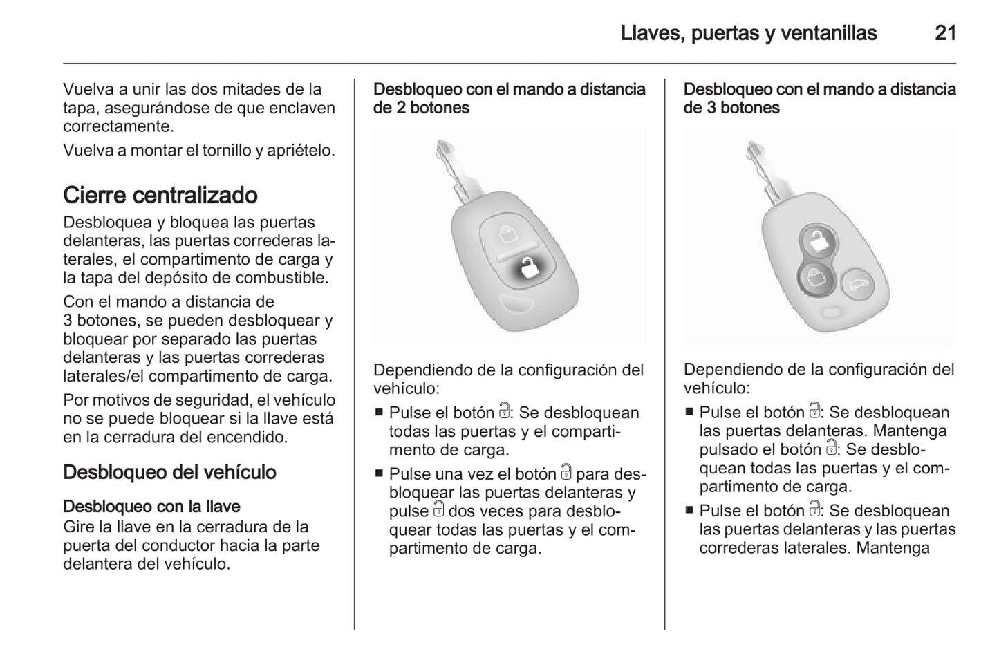 2013-2014 Opel Vivaro Owner's Manual | Spanish