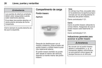 2013-2014 Opel Vivaro Owner's Manual | Spanish