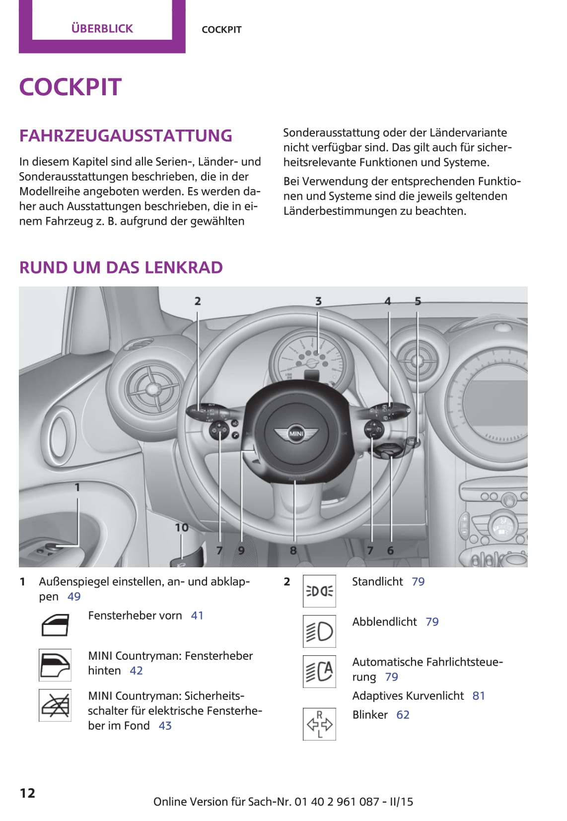 2010-2015 Mini Countryman/Paceman Gebruikershandleiding | Duits