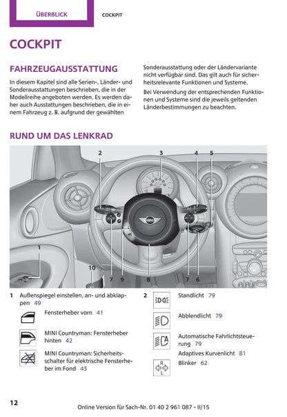 2010-2015 Mini Countryman/Paceman Gebruikershandleiding | Duits