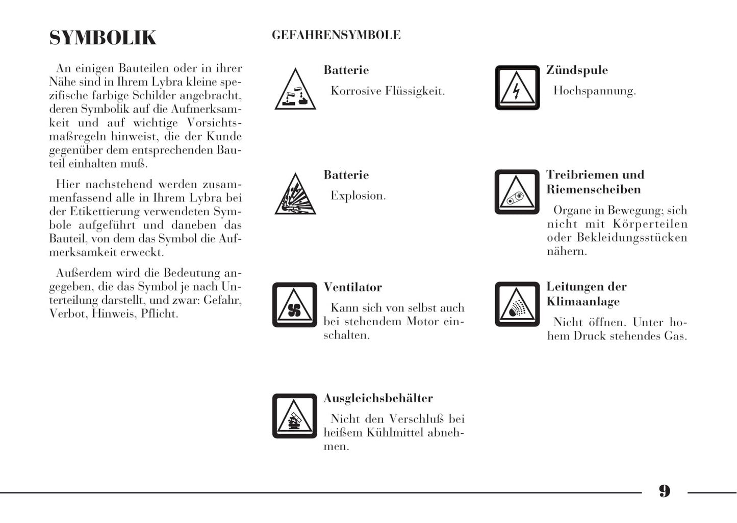 2001-2005 Lancia Lybra Owner's Manual | German