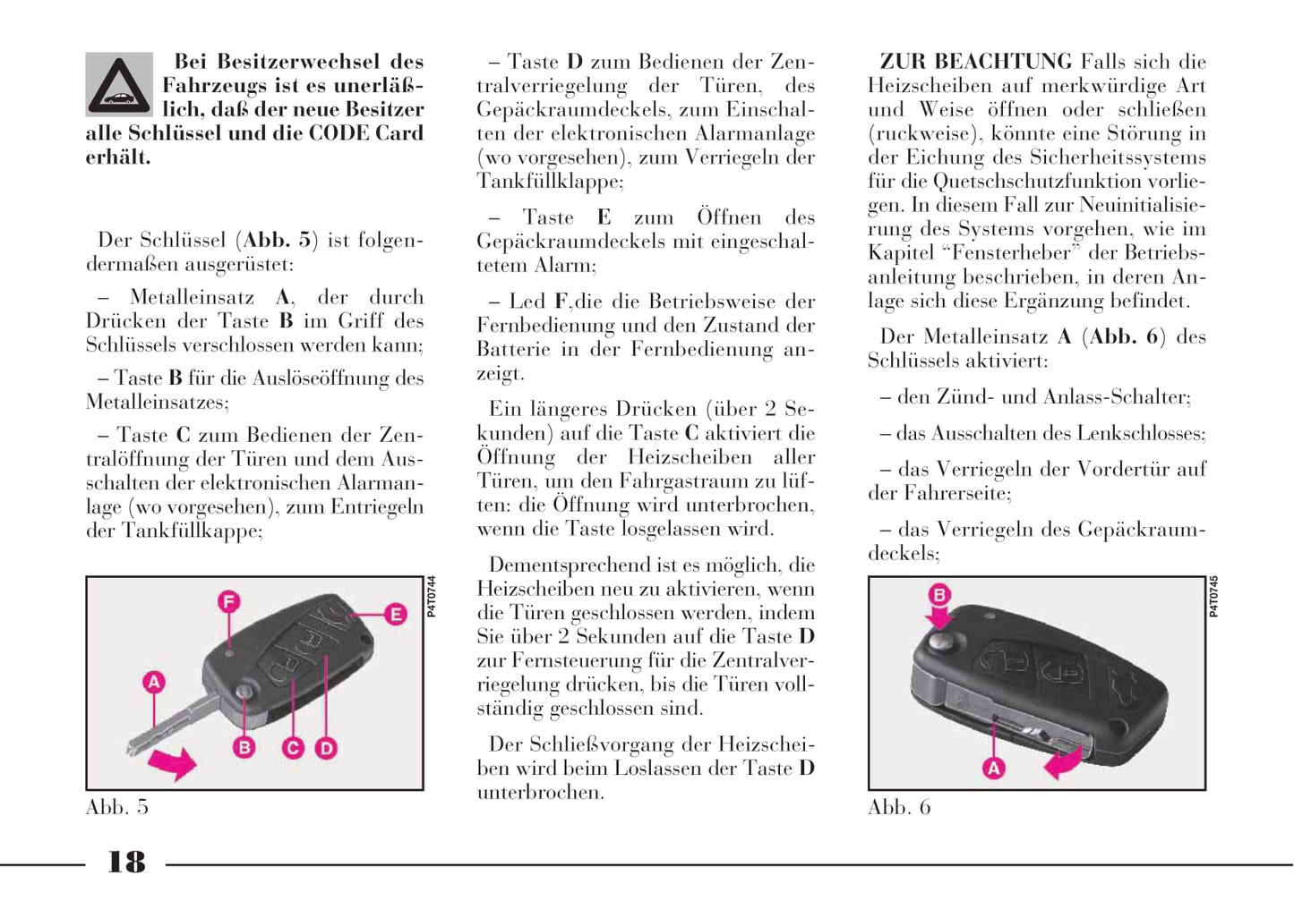 2001-2005 Lancia Lybra Owner's Manual | German