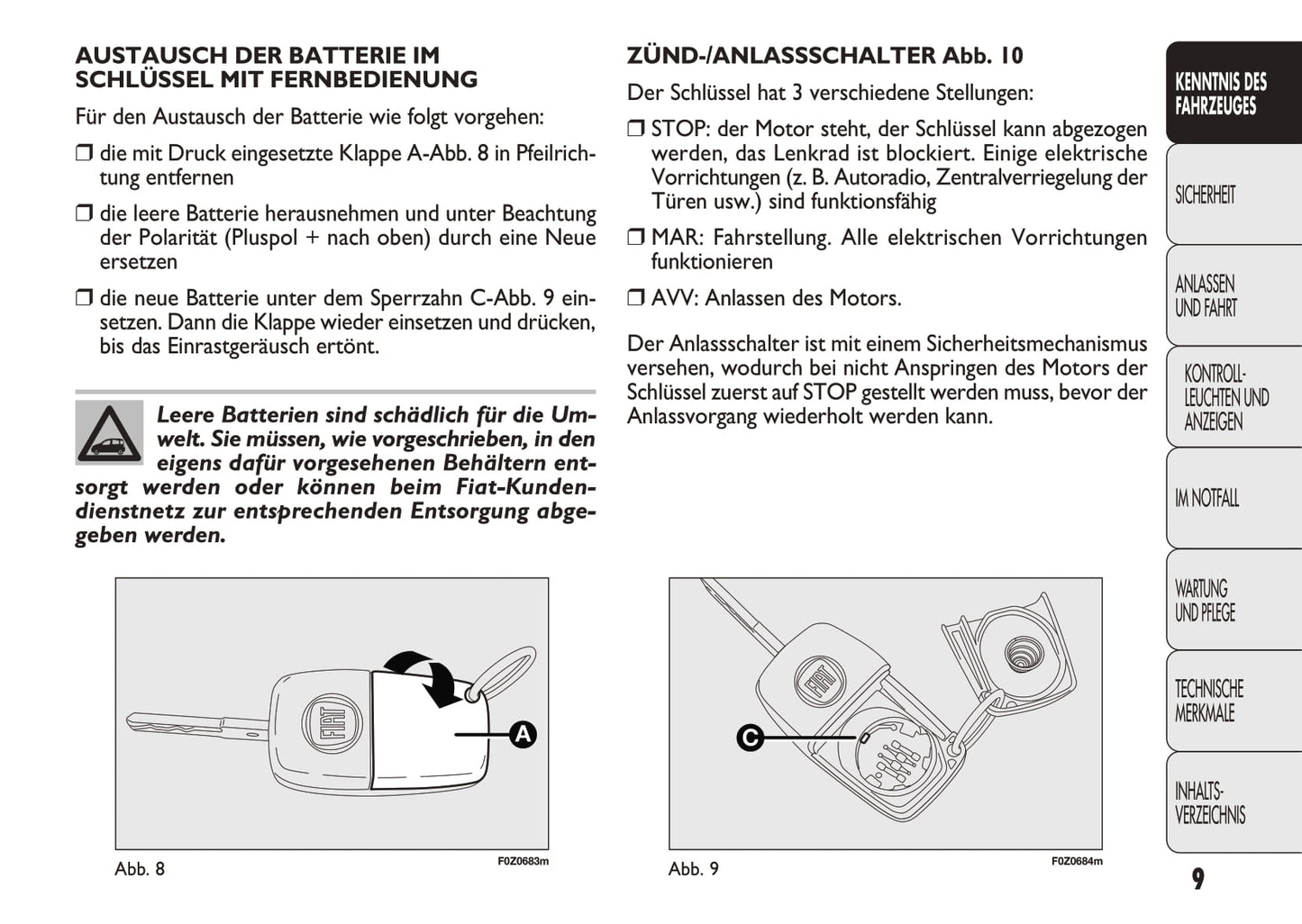 2011-2012 Fiat Panda Owner's Manual | German