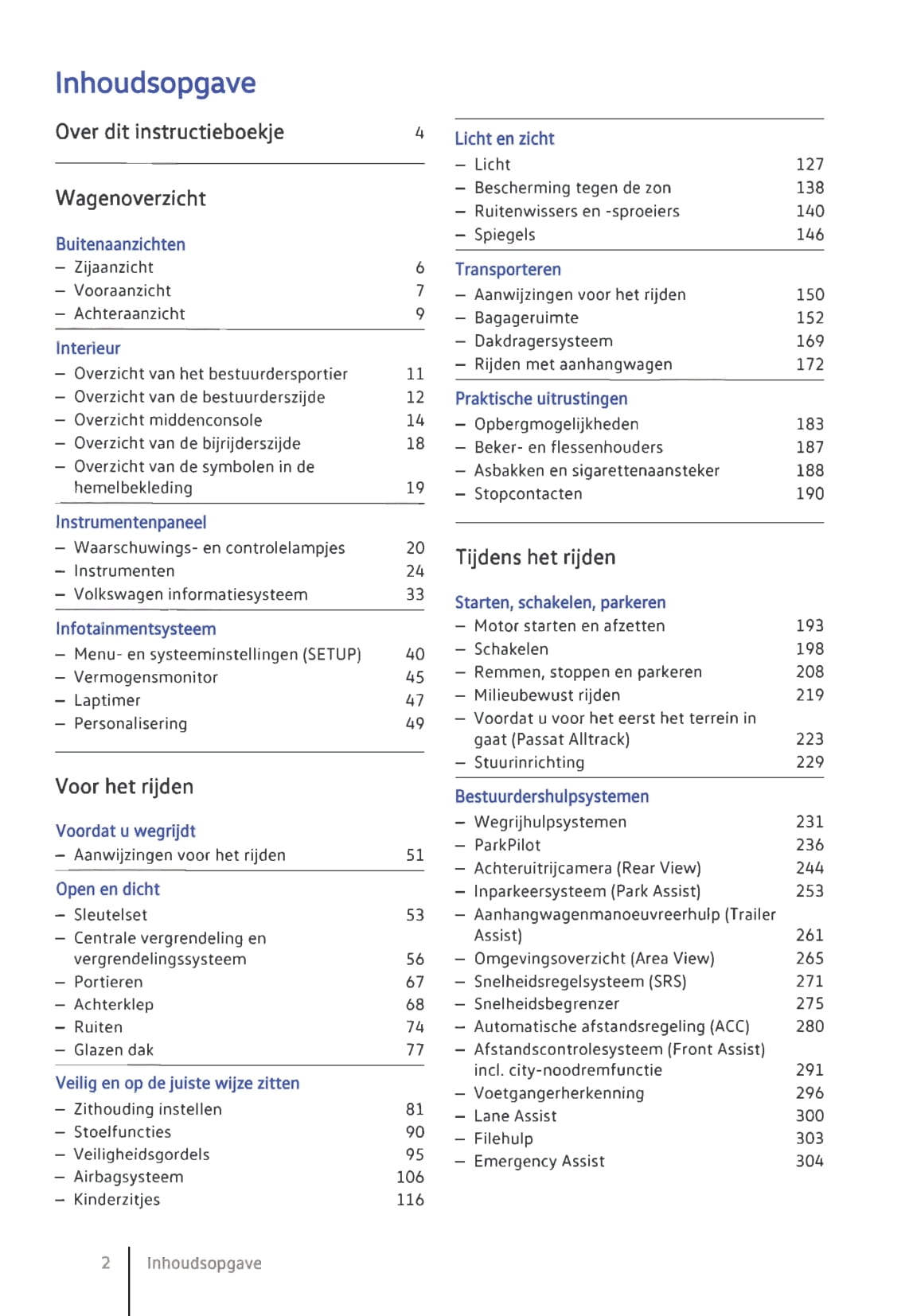 2014-2019 Volkswagen Passat Manuel du propriétaire | Néerlandais