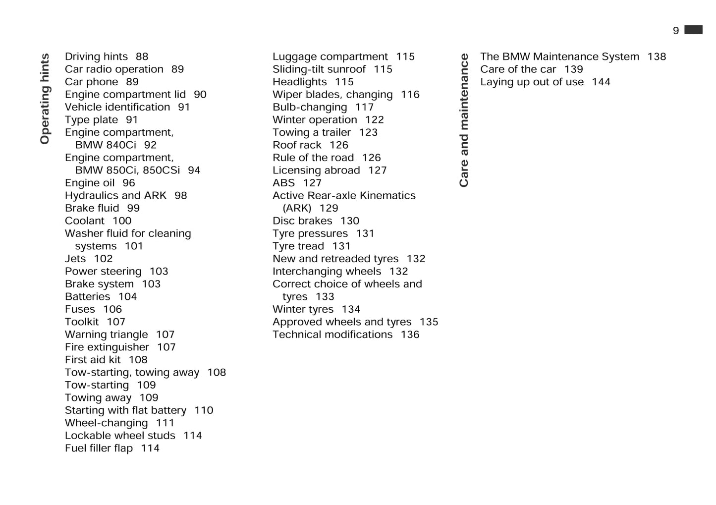 1996-1999 BMW 8 Series Owner's Manual | English