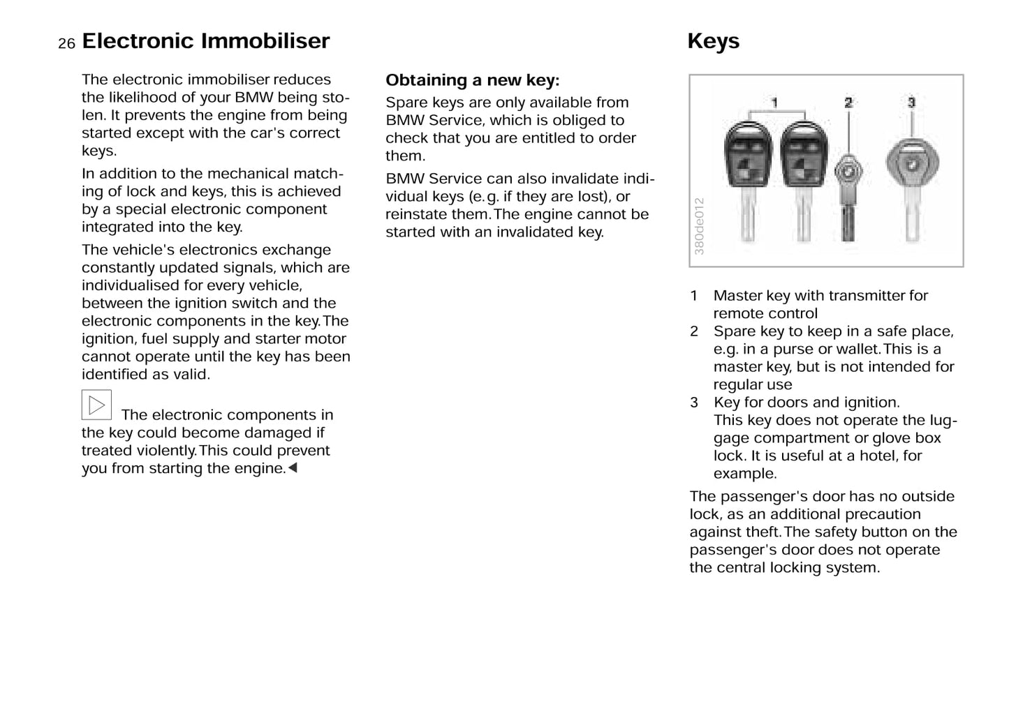 1996-1999 BMW 8 Series Owner's Manual | English