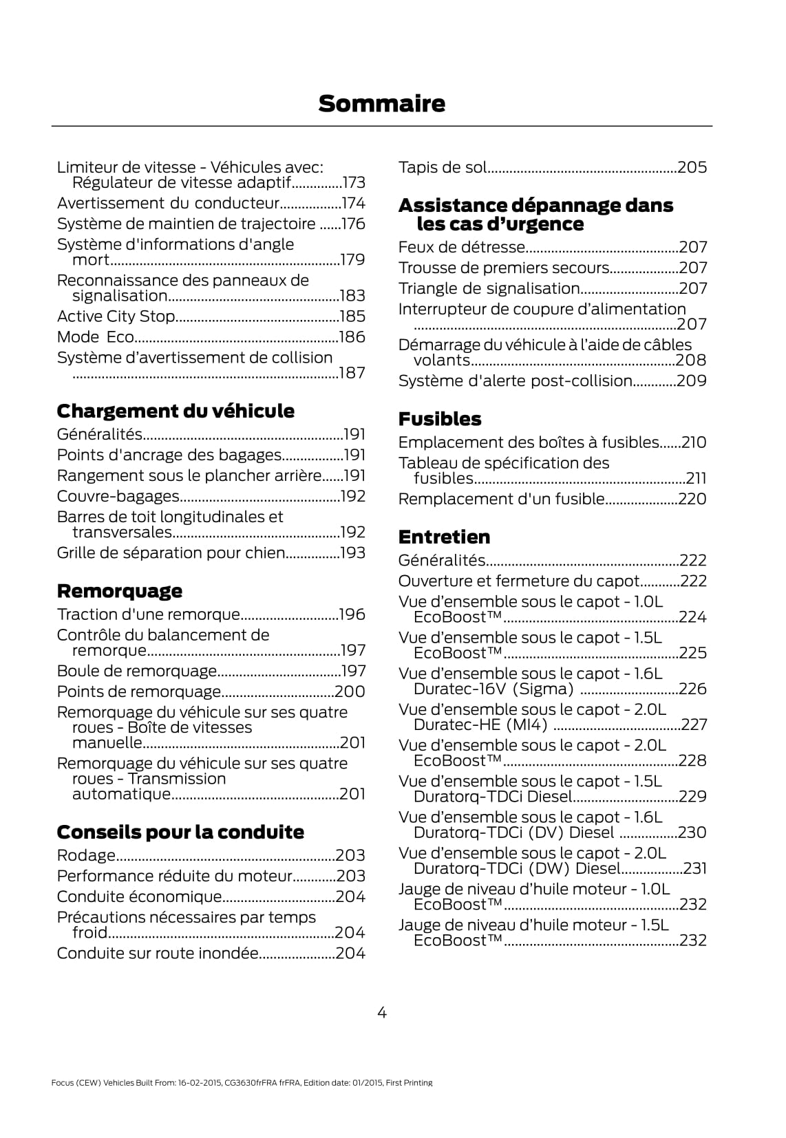 2015 Ford Focus Owner's Manual | French