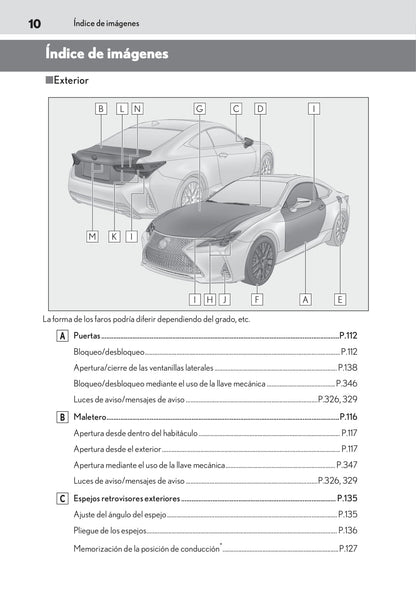 2018-2019 Lexus RC 300h Bedienungsanleitung | Spanisch