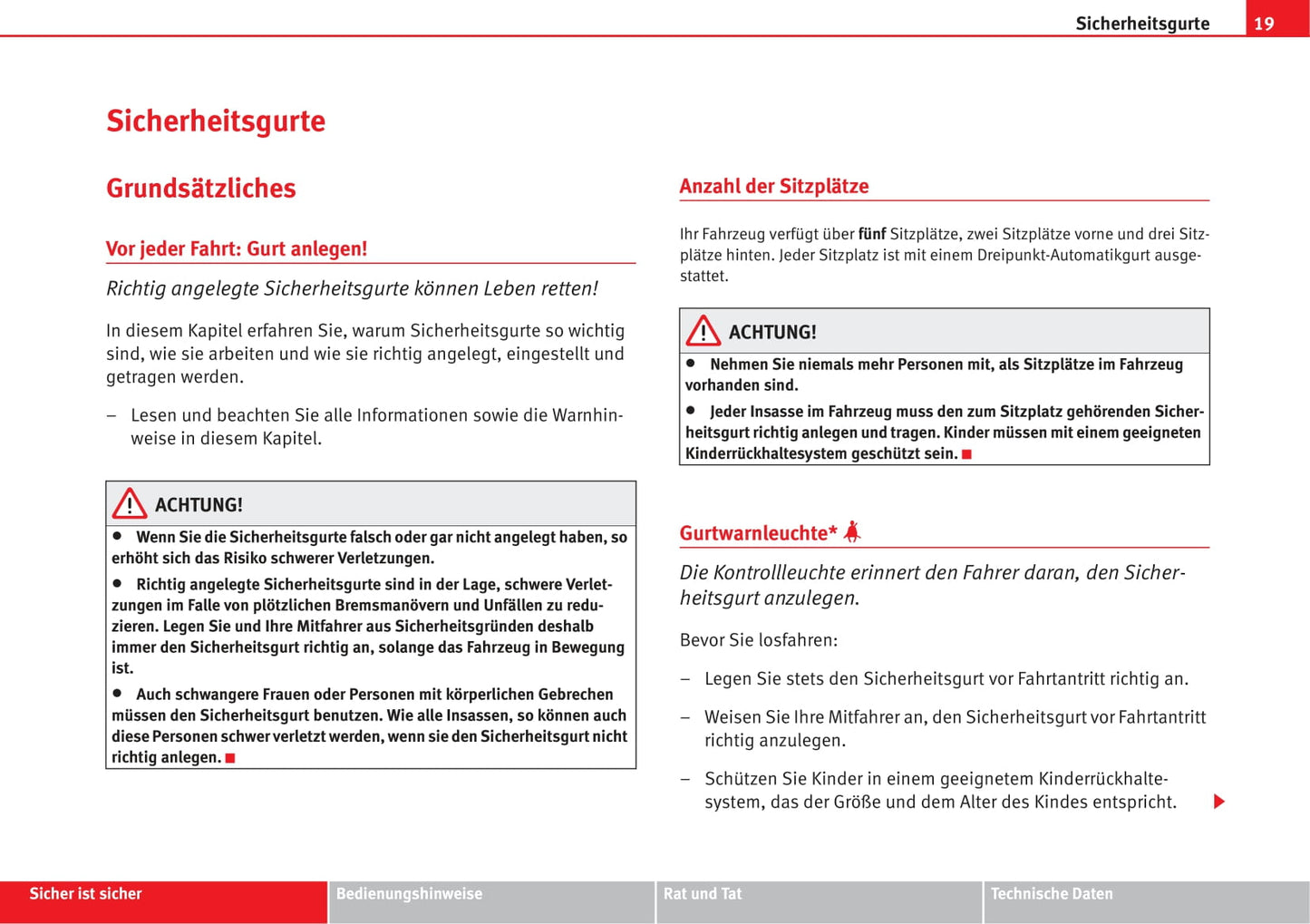 2004-2009 Seat Altea Manuel du propriétaire | Allemand