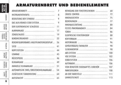 2005-2008 Alfa Romeo Brera Owner's Manual | German